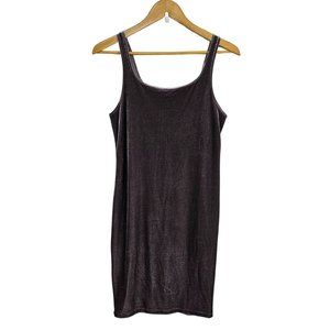 Zara Trafaluc Sz L Gray Velour Soft Sleeveless Scoop Tank Bodycon Dress Slit Hem